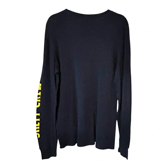 Salty Crew Men’s Size Large Waffleknit Navy Sweatshirt Thermal Yellow Logo - Picture 2 of 10
